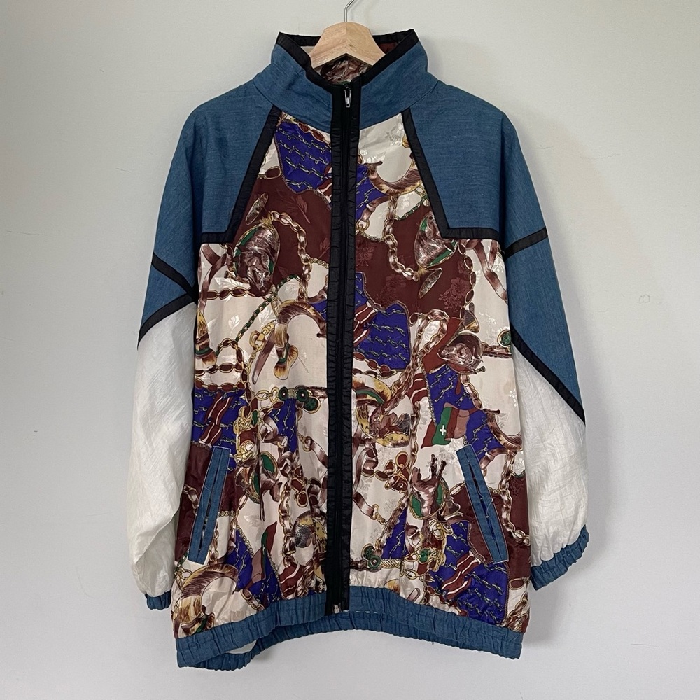 Vintage Silk Patterned Unisex Jacket Size 20/W